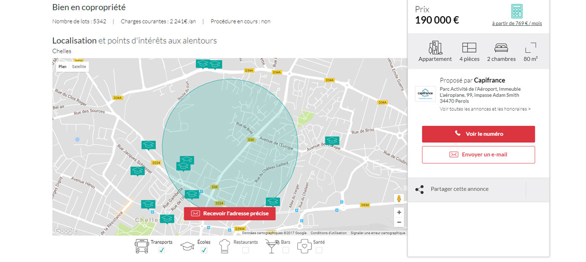 Un exemple des nouvelles pages de présentation d'Explorimmo