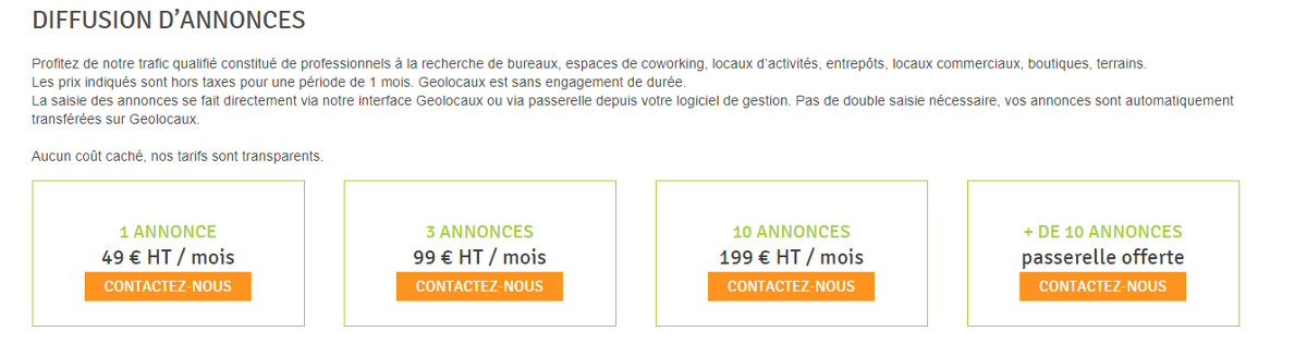 geolocaux - illustrations des prix du portail d'annonces immobilières d'entreprise