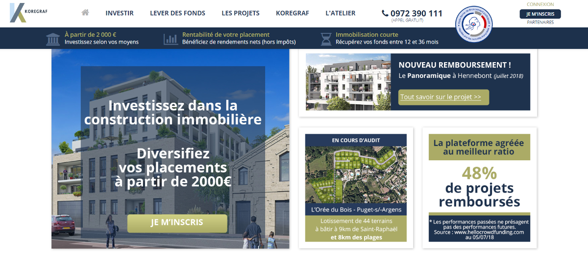 Koregraf Crowdfunding Immobilier Homepage