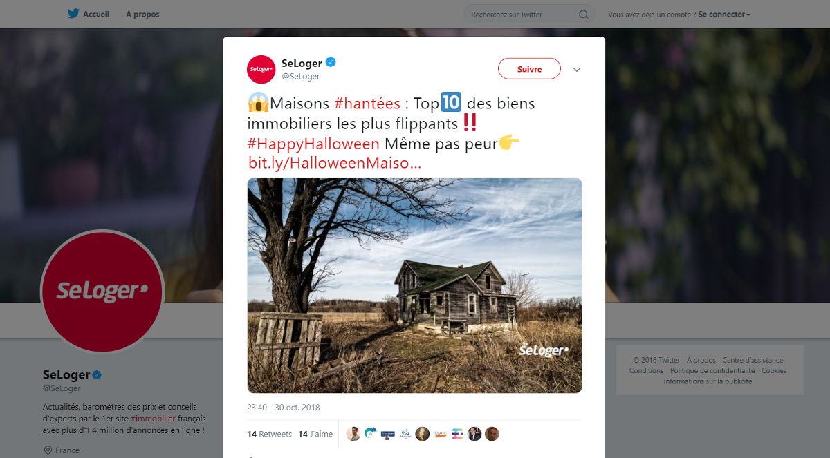 Communication Immobilier Halloween Seloger Exemple