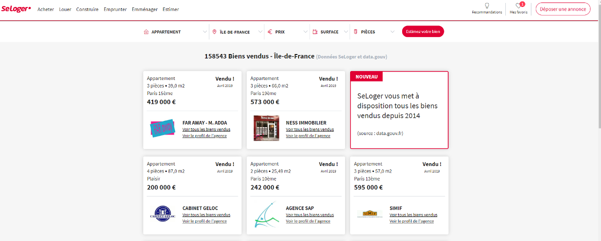 Seloger Data Immobilier Vente 2014