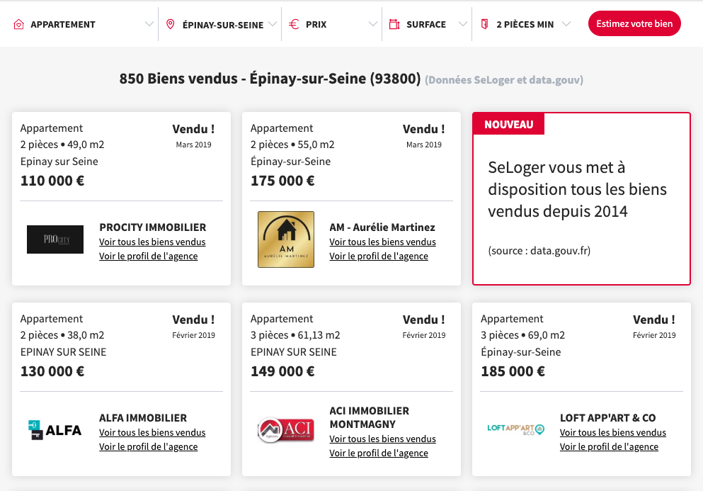 Seloger Dvf Prix Transactions Immobilières Opendata