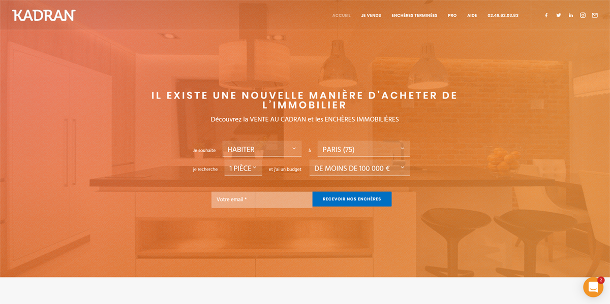 Kadran vente aux encheres startup proptech immobilier 2.0